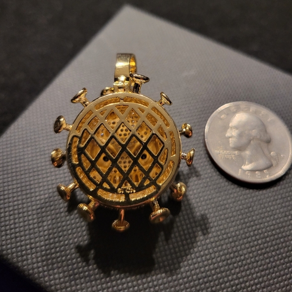 14k gold fill over brass "virus" pendant. - Picture 3 of 4